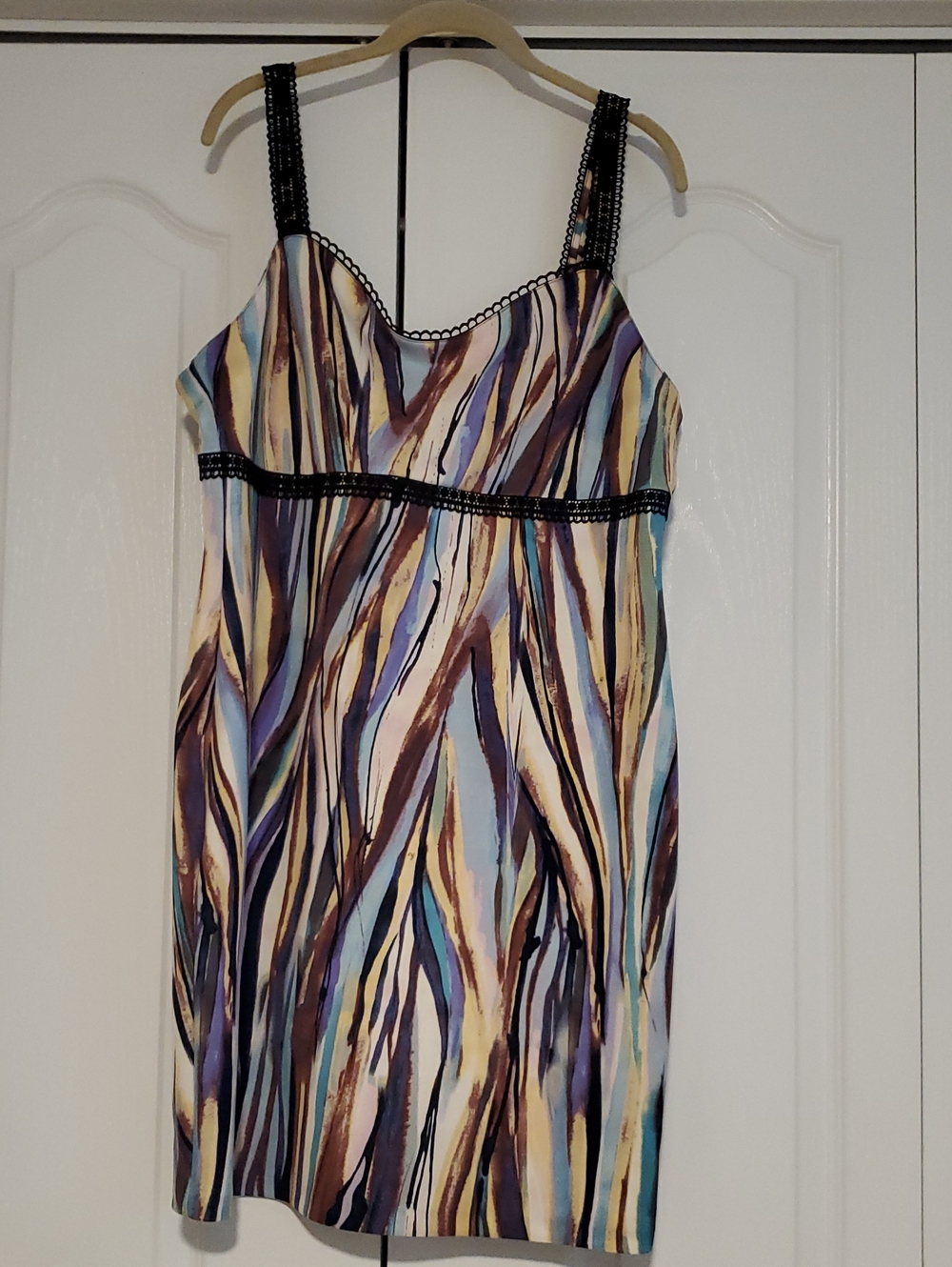 BOLD elements Striped Watercolor Slip Dress in Blue, Purple, Brown